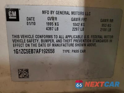 Zdjęcie 12 z 12 samochodu: 2010 CHEVROLET MALIBU 1LT VIN:1G1ZC5EB7AF192658 - miniatura