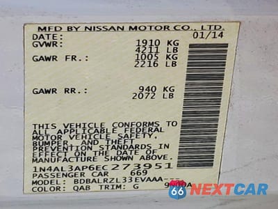 Zdjęcie 12 z 12 samochodu: 2014 NISSAN ALTIMA 2.5 S VIN:1N4AL3AP6EC273951 - miniatura