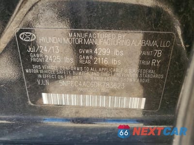 Zdjęcie 12 z 12 samochodu: 2013 HYUNDAI SONATA SE VIN:5NPEC4AC6DH783623 - miniatura