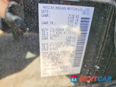 Zdjęcie 12 z 12 samochodu: 2023 NISSAN MURANO SV VIN:5N1AZ2BJ7PC107627 - miniatura