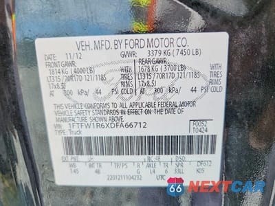 Zdjęcie 12 z 12 samochodu: 2013 FORD F150 SVT RAPTOR VIN:1FTFW1R6XDFA66712 - miniatura