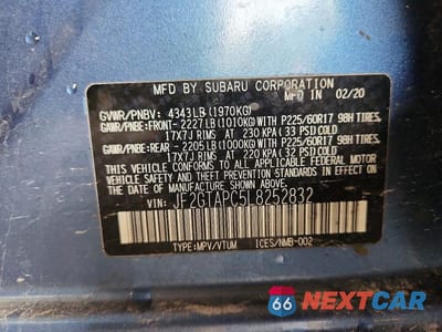Zdjęcie 14 z 14 samochodu: 2020 SUBARU CROSSTREK PREMIUM VIN:JF2GTAPC5L8252832 - miniatura