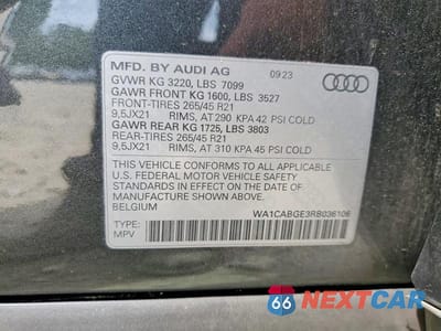 Zdjęcie 12 z 12 samochodu: 2024 AUDI Q8 E-TRON SPORTBACK PREMIUM PLUS VIN:WA1CABGE3RB036106 - miniatura