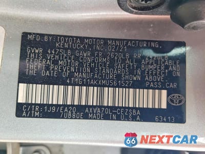 Zdjęcie 12 z 12 samochodu: 2021 TOYOTA CAMRY SE VIN:4T1G11AKXMU561527 - miniatura