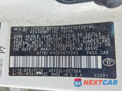 Zdjęcie 12 z 12 samochodu: 2015 TOYOTA CAMRY SE VIN:4T1BF1FK5FU016343 - miniatura