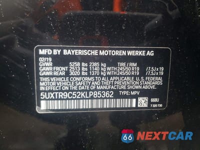 Zdjęcie 12 z 12 samochodu: 2019 BMW X3 XDRIVE30I VIN:5UXTR9C52KLP85362 - miniatura