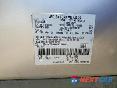 Zdjęcie 13 z 13 samochodu: 2016 FORD EXPLORER LIMITED VIN:1FM5K7F83GGC08960 - miniatura