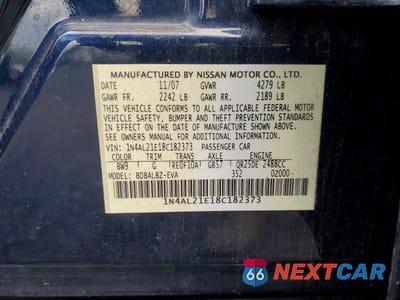 Zdjęcie 13 z 13 samochodu: 2008 NISSAN ALTIMA 2.5 VIN:1N4AL21E18C182373 - miniatura