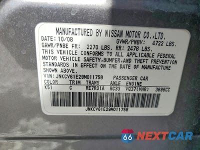 Zdjęcie 12 z 12 samochodu: 2009 INFINITI G37 SEDAN BASE VIN:JNKCV61E29M011758 - miniatura