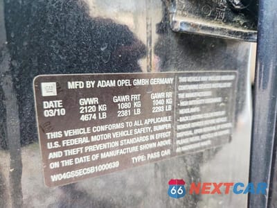 Zdjęcie 12 z 12 samochodu: 2011 BUICK REGAL VIN:W04GS5EC5B1000639 - miniatura