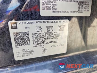 Zdjęcie 12 z 12 samochodu: 2020 GMC SIERRA K1500 AT4 VIN:3GTP9EEL2LG118507 - miniatura
