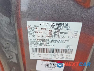 Zdjęcie 12 z 12 samochodu: 2010 FORD F150 SUPER CAB VIN:1FTFX1EV0AFC70019 - miniatura