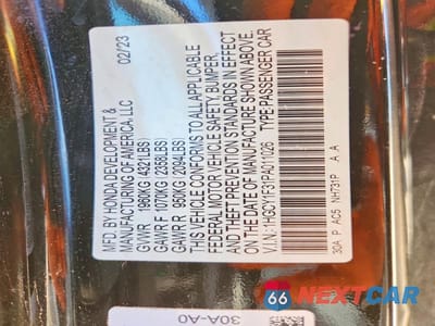 Zdjęcie 12 z 12 samochodu: 2023 HONDA ACCORD EX VIN:1HGCY1F31PA011026 - miniatura