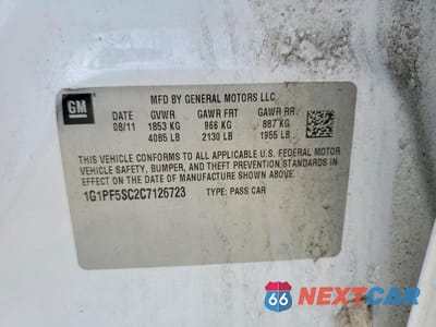 Zdjęcie 12 z 12 samochodu: 2012 CHEVROLET CRUZE LT VIN:1G1PF5SC2C7126723 - miniatura