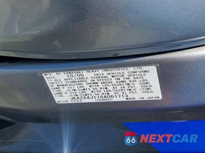 Zdjęcie 9 z 9 samochodu: 2006 KAWASAKI ZX600 J1 VIN:JKAZX4J116A061713 - miniatura