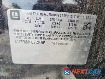 Zdjęcie 13 z 13 samochodu: 2018 CHEVROLET CRUZE LT VIN:3G1BE6SM7JS624605 - miniatura