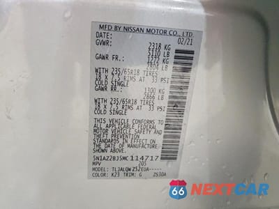 Zdjęcie 13 z 13 samochodu: 2021 NISSAN MURANO SV VIN:5N1AZ2BJ5MC114717 - miniatura