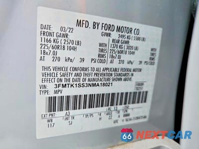 Zdjęcie 13 z 13 samochodu: 2022 FORD MUSTANG MACH-E SELECT VIN:3FMTK1SS3NMA18021 - miniatura