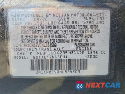Zdjęcie 13 z 13 samochodu: 2022 NISSAN VERSA SV VIN:3N1CN8EV0NL834509 - miniatura