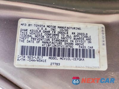 Zdjęcie 12 z 12 samochodu: 1996 TOYOTA CAMRY LE VIN:4T1BF12K3TU118760 - miniatura