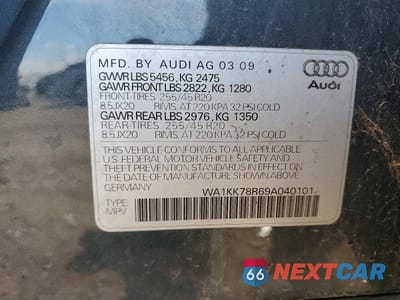 Zdjęcie 12 z 12 samochodu: 2009 AUDI Q5 3.2 VIN:WA1KK78R69A040101 - miniatura