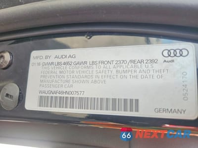 Zdjęcie 12 z 12 samochodu: 2017 AUDI A4 PREMIUM VIN:WAUGNAF46HN007577 - miniatura