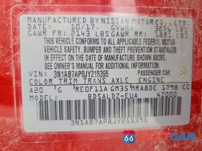 Zdjęcie 12 z 12 samochodu: 2018 NISSAN SENTRA SV VIN:3N1AB7AP8JY215395 - miniatura