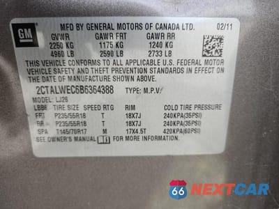 Zdjęcie 13 z 13 samochodu: 2011 GMC TERRAIN SLT VIN:2CTALWEC6B6364388 - miniatura