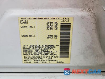 Zdjęcie 13 z 13 samochodu: 2014 NISSAN ALTIMA 2.5 S VIN:1N4AL3APXEC173769 - miniatura