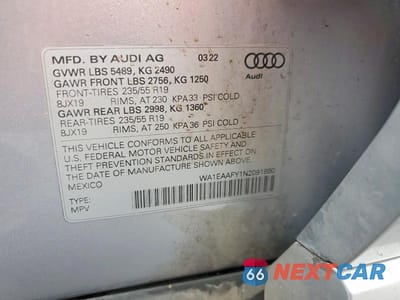 Zdjęcie 14 z 14 samochodu: 2022 AUDI Q5 PREMIUM PLUS 45 VIN:WA1EAAFY1N2091890 - miniatura