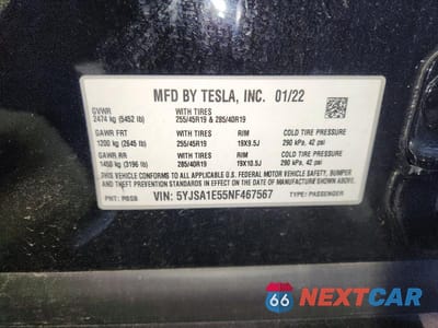 Zdjęcie 13 z 13 samochodu: 2022 TESLA MODEL S VIN:5YJSA1E55NF467567 - miniatura