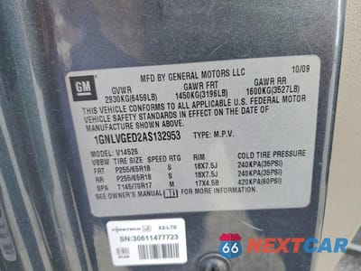 Zdjęcie 13 z 13 samochodu: 2010 CHEVROLET TRAVERSE LT VIN:1GNLVGED2AS132953 - miniatura