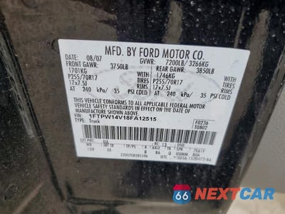 Zdjęcie 12 z 12 samochodu: 2008 FORD F150 SUPERCREW VIN:1FTPW14V18FA12515 - miniatura