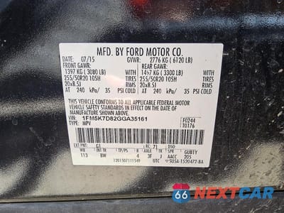 Zdjęcie 13 z 13 samochodu: 2016 FORD EXPLORER XLT VIN:1FM5K7D82GGA35161 - miniatura