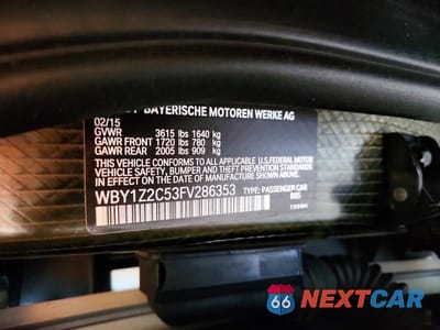 Zdjęcie 12 z 12 samochodu: 2015 BMW I3 BEV VIN:WBY1Z2C53FV286353 - miniatura