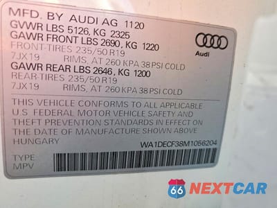 Zdjęcie 13 z 13 samochodu: 2021 AUDI Q3 PREMIUM S LINE 45 VIN:WA1DECF38M1056204 - miniatura