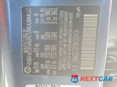 Zdjęcie 13 z 13 samochodu: 2009 HYUNDAI SANTA FE GLS VIN:5NMSG13D59H320436 - miniatura