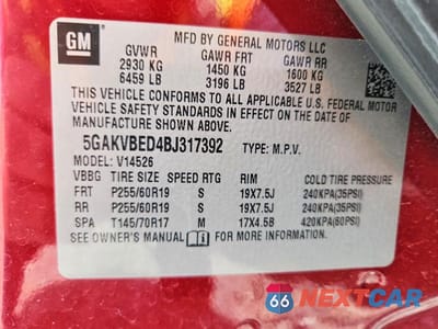 Zdjęcie 13 z 13 samochodu: 2011 BUICK ENCLAVE CXL VIN:5GAKVBED4BJ317392 - miniatura