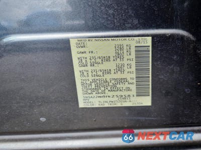 Zdjęcie 12 z 12 samochodu: 2015 NISSAN MURANO S VIN:5N1AZ2MH9FN259583 - miniatura