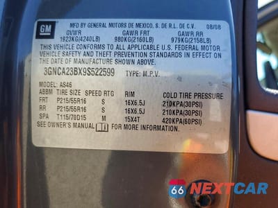 Zdjęcie 12 z 12 samochodu: 2009 CHEVROLET HHR LT VIN:3GNCA23BX9S522599 - miniatura