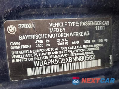 Zdjęcie 12 z 12 samochodu: 2011 BMW 328 XI SULEV VIN:WBAPK5G5XBNN80562 - miniatura