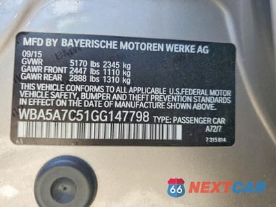 Zdjęcie 13 z 13 samochodu: 2016 BMW 528 XI VIN:WBA5A7C51GG147798 - miniatura