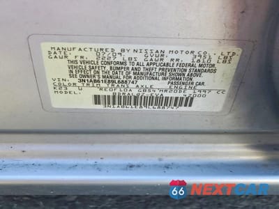 Zdjęcie 12 z 12 samochodu: 2009 NISSAN SENTRA 2.0 VIN:3N1AB61E89L688747 - miniatura
