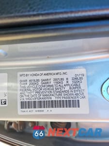 Zdjęcie 12 z 12 samochodu: 2019 HONDA ACCORD HYBRID EXL VIN:1HGCV3F52KA007016 - miniatura