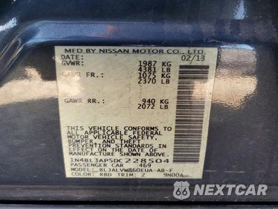 Zdjęcie 12 z 12 samochodu: 2013 NISSAN ALTIMA 3.5 S VIN:1N4BL3AP5DC228504 - miniatura