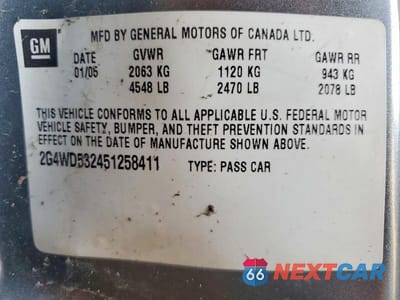 Zdjęcie 13 z 13 samochodu: 2005 BUICK LACROSSE CXL VIN:2G4WD532451258411 - miniatura