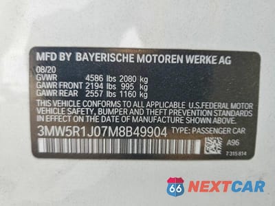 Zdjęcie 12 z 12 samochodu: 2021 BMW 330I VIN:3MW5R1J07M8B49904 - miniatura
