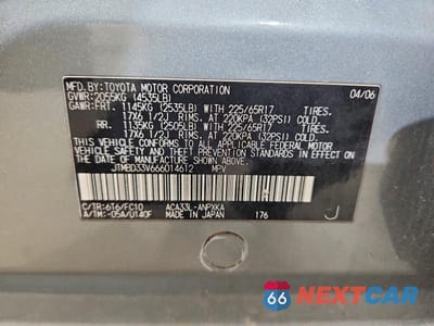 Zdjęcie 13 z 13 samochodu: 2006 TOYOTA RAV4 BASE VIN:JTMBD33V666014612 - miniatura