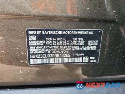 Zdjęcie 13 z 13 samochodu: 2024 BMW X5 XDRIVE40I VIN:5UX23EU03R9R43269 - miniatura