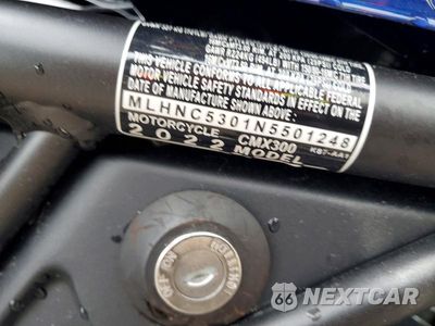 Zdjęcie 9 z 9 samochodu: 2022 HONDA CMX300 VIN:MLHNC5301N5501248 - miniatura